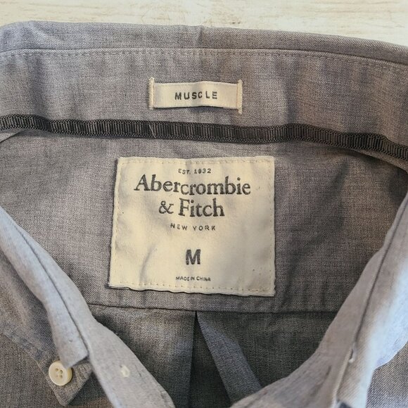 Vintage Abercrombie & Fitch Chambray Blue Button Up Mens Shirt Casual Preppy M - Picture 5 of 8
